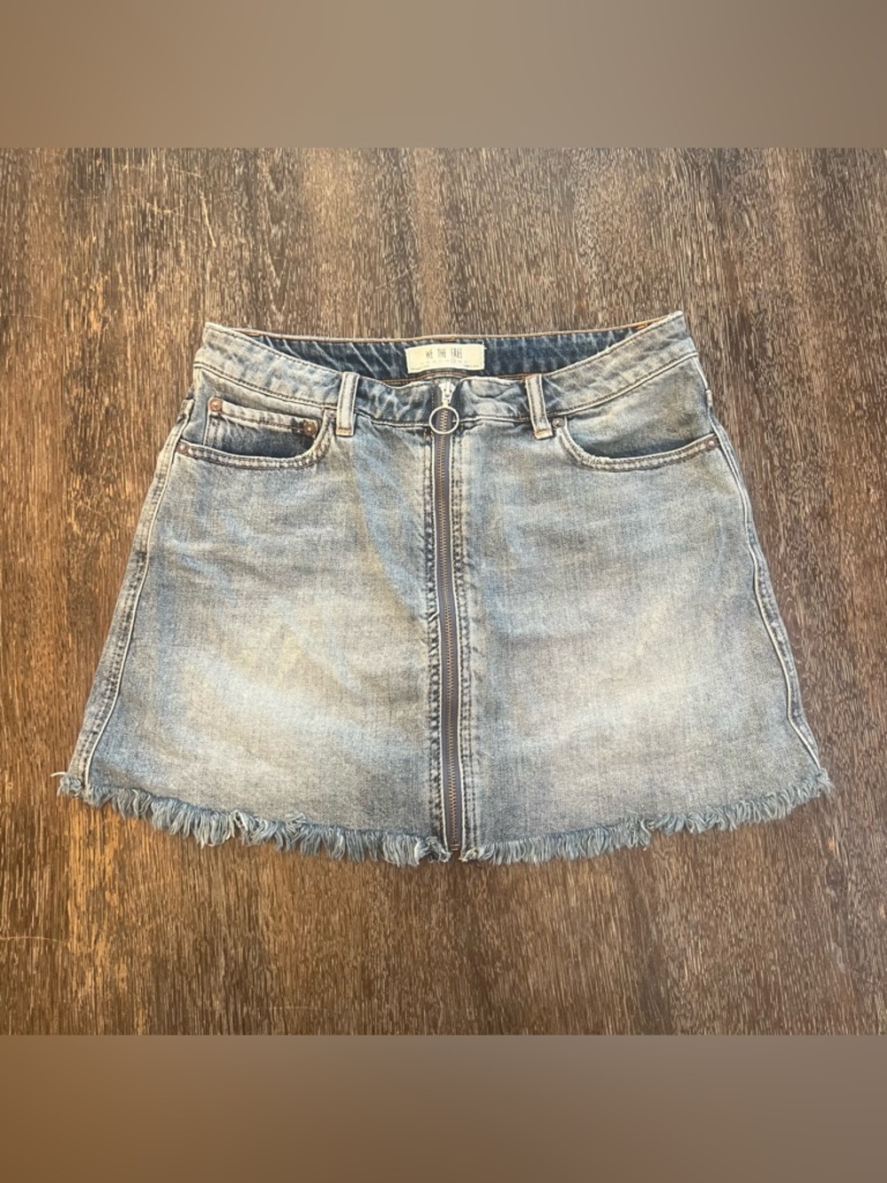 We The Free, Free People Denim Mini Skirt w/ Zippered Front